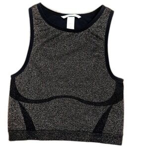 Victoria's Secret Black Gold Metallic Shimmer Racerback Crop Top Size Small